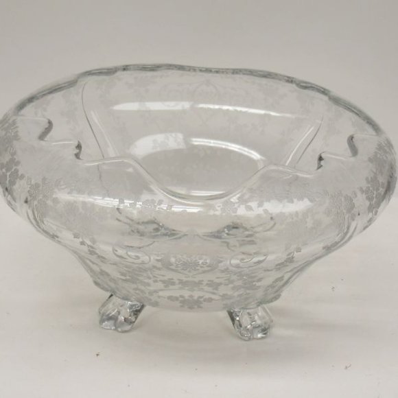 Cambridge Glass Crystal DIANE No. 3400/135 Four Footed Cupped Console Bowl - Picture 1 of 6